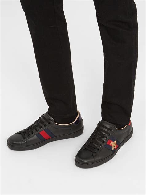 gucci bee zwart sneaker|gucci bee sneakers men's.